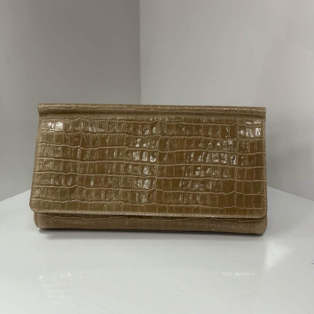 Luana Clutch Bag, Tan (Made in Italy)