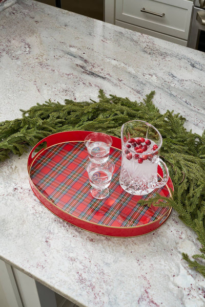 Tartan Plaid Enameled Olivia Tray - Jaye's Studio (Oval 14in x 20in)