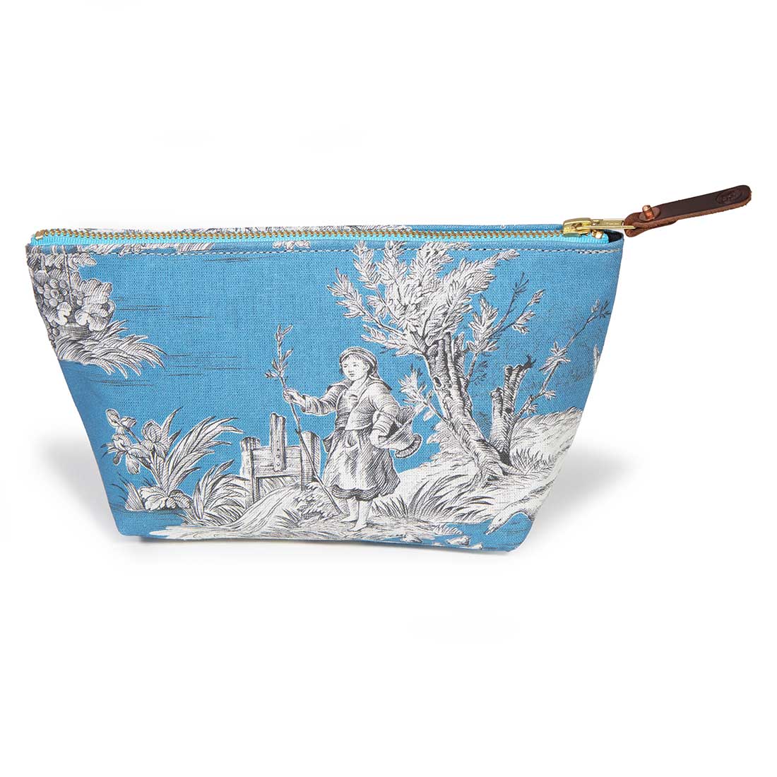 Vintage Cerulean Toile Travel Clutch