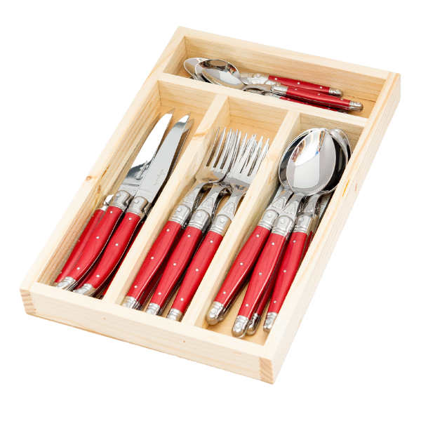 Everyday Flatware, Red (24-Piece Set) - Jean Dubost Laguiole