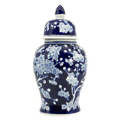Dark Blue & White Chinoiserie Ginger Jar, 14in