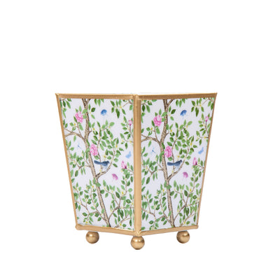 Elsie's Garden Enameled Square Cachepot Planter, Blue & Pink (6-in)