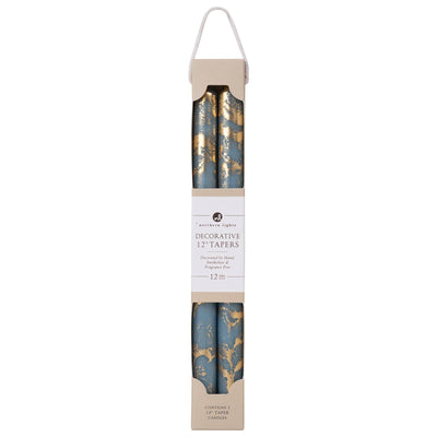 Taper Candles, Hunter Green with Gold - 12in (2 tapers)