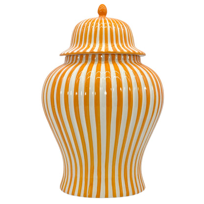 Orange & White Candy Cane Striped Ceramic Vase 18in