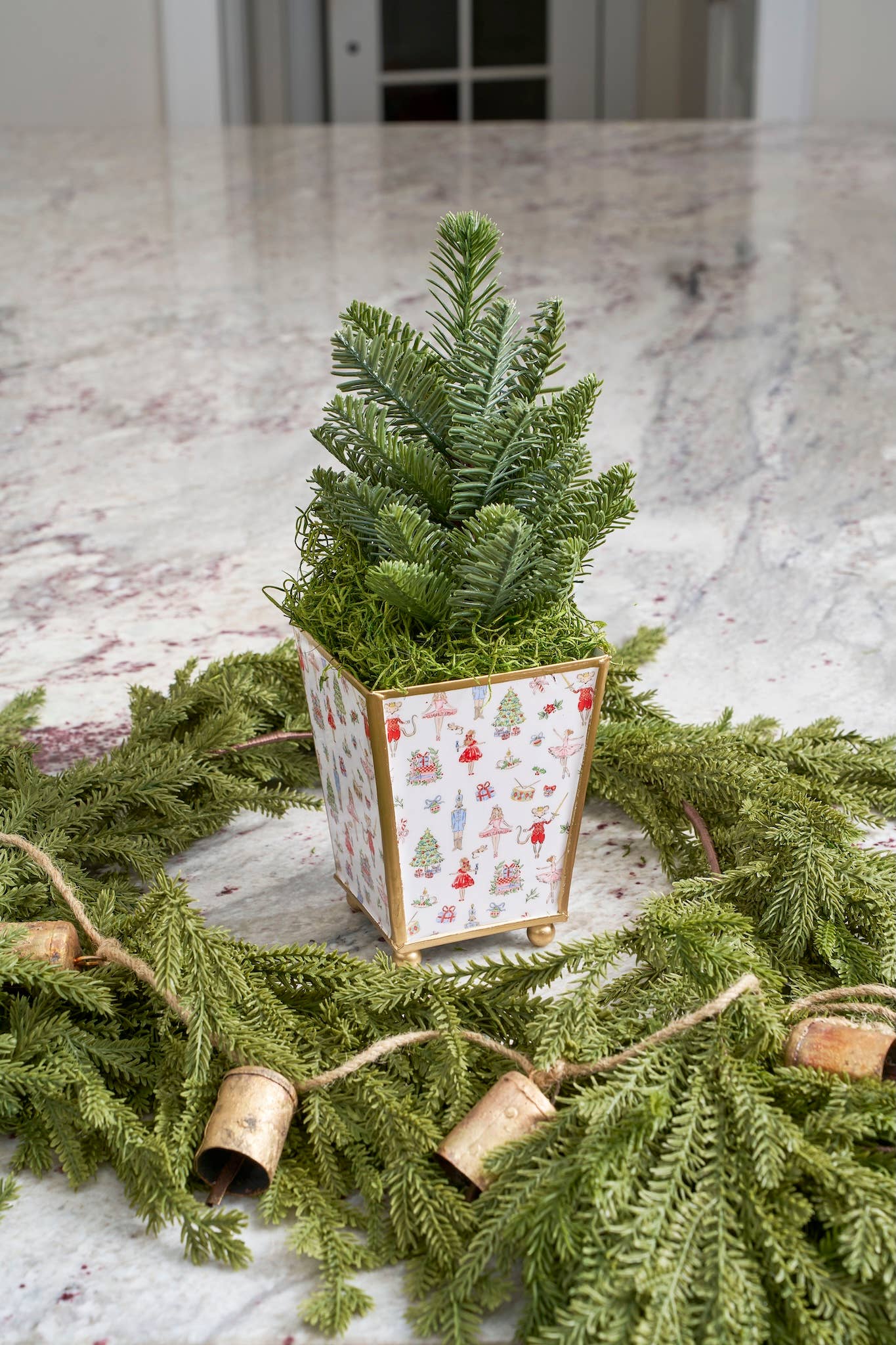 Cachepot, Watercolor Nutcracker Enameled Square Planter - Jaye's Studio (4in)