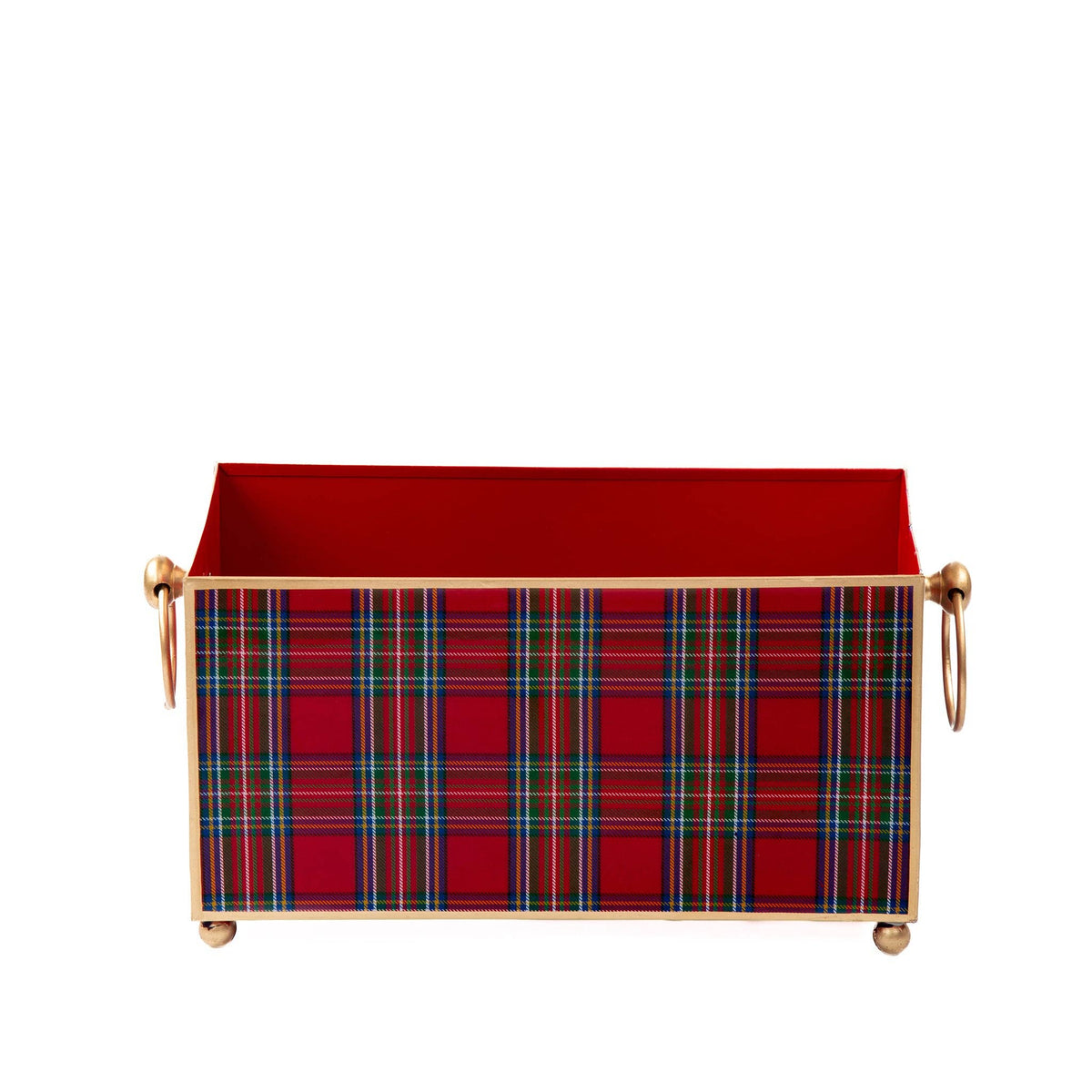 Cachepot, Tartan Plaid Enameled Rectangular Planter - Jaye's Studio (6in x 12in)