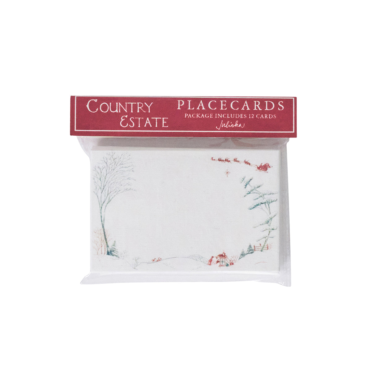 Country Estate Winter Frolic Place Cards, Evergreen (Set of 12) - Juliska