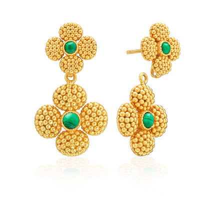 Berry Clover Malachite Convertible Duo Earrings - Capucine de Wulf