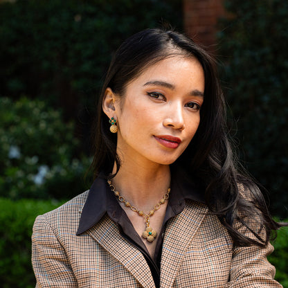 Berry Clover Malachite Drop Earrings - Capucine de Wulf