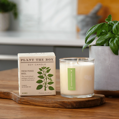 Fresh Picked Basil Candle, Plant The Box Collection - KOBO Candles (9oz)