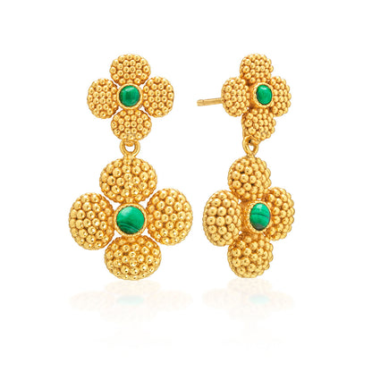 Berry Clover Malachite Convertible Duo Earrings - Capucine de Wulf