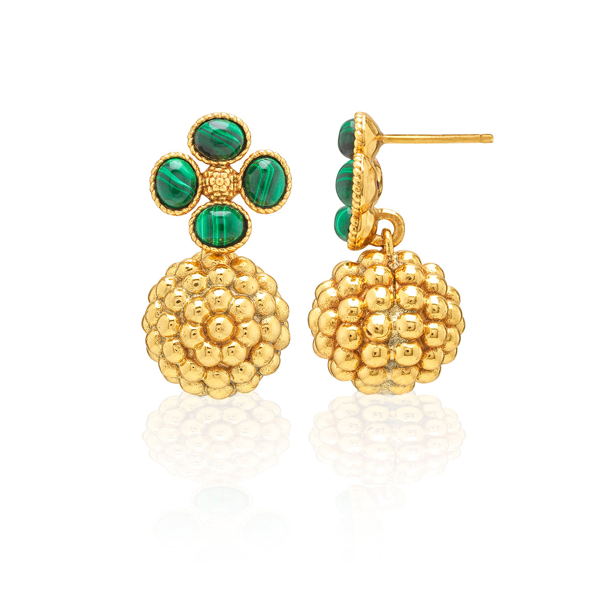 Berry Clover Malachite Drop Earrings - Capucine de Wulf