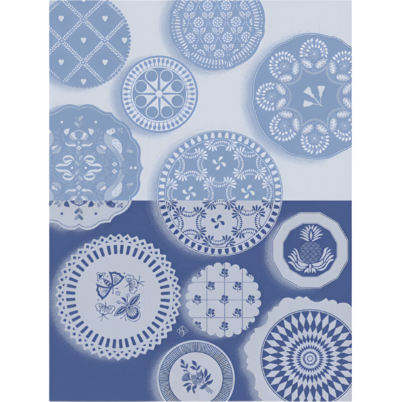 Tea Towel Faïence (Blue) - Le Jacquard Français (24in x 31in)
