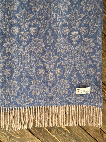 Wool Throw, Blue - Busatti (55in x 70in / 140cm x 170cm)