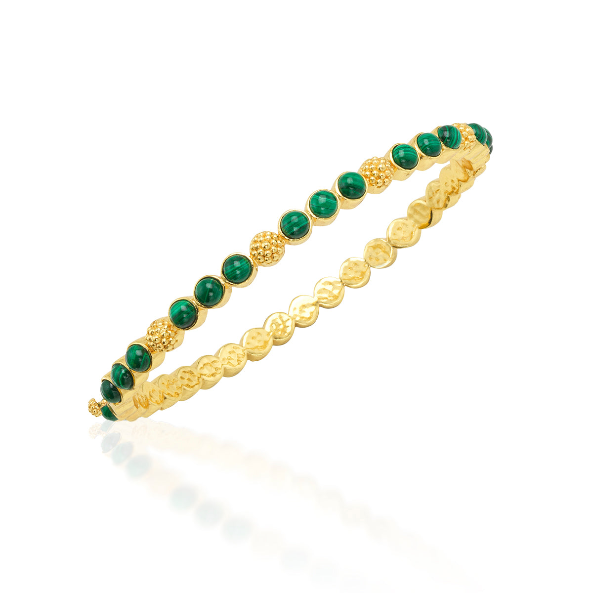 Berry Gem Petite Hinged Bangle, Malachite - Capucine de Wulf