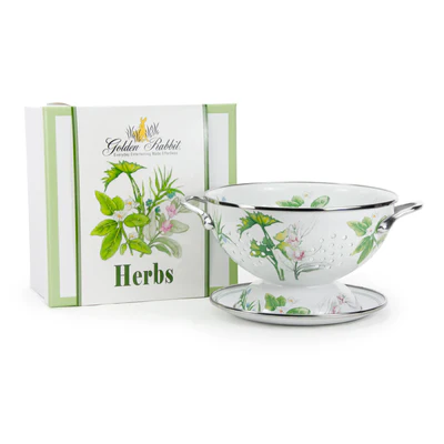 Herbs Colander Set - Golden Rabbit Enamelware (2-Piece Set)
