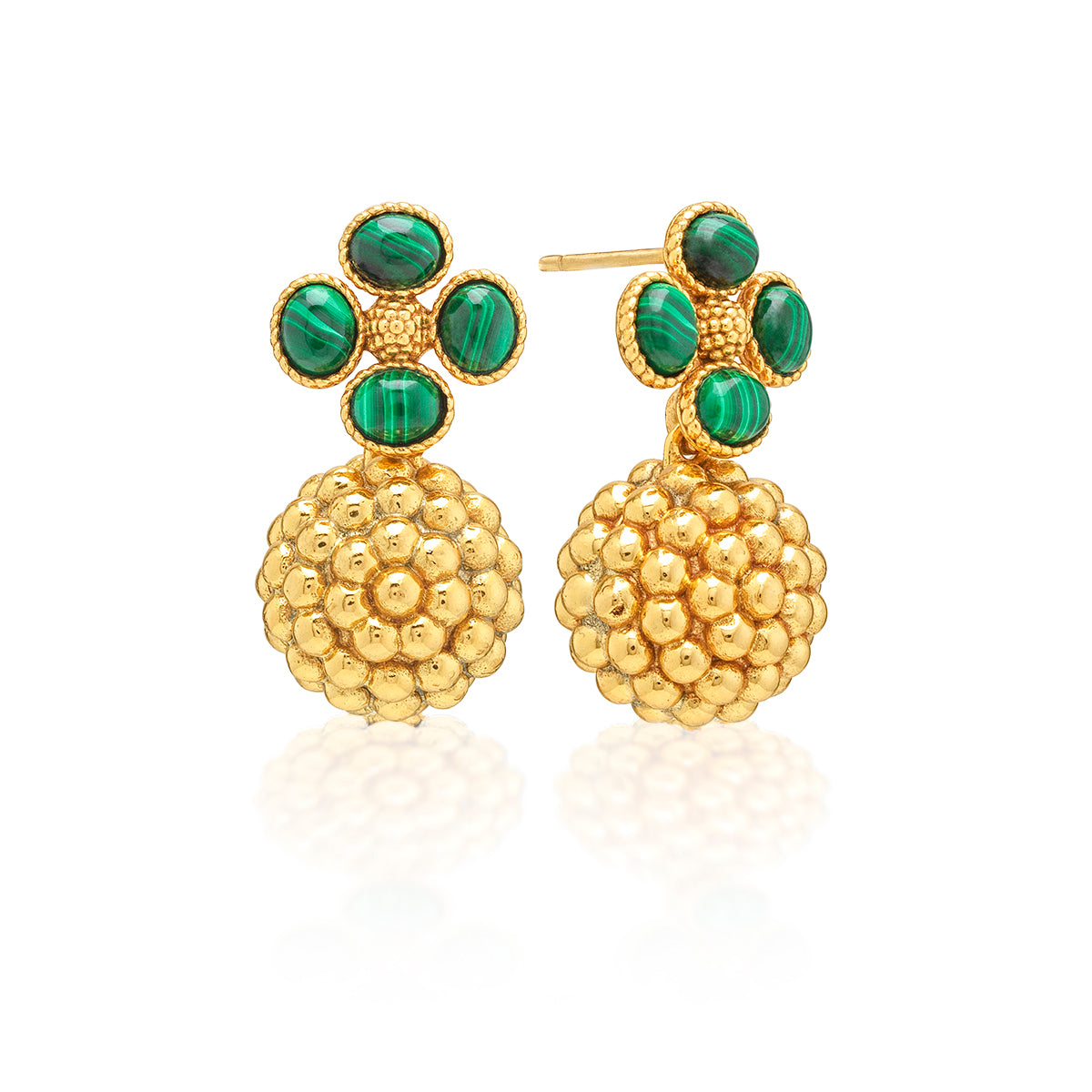 Berry Clover Malachite Drop Earrings - Capucine de Wulf