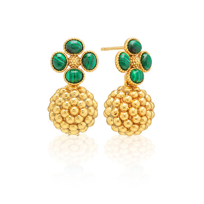 Berry Clover Malachite Drop Earrings - Capucine de Wulf