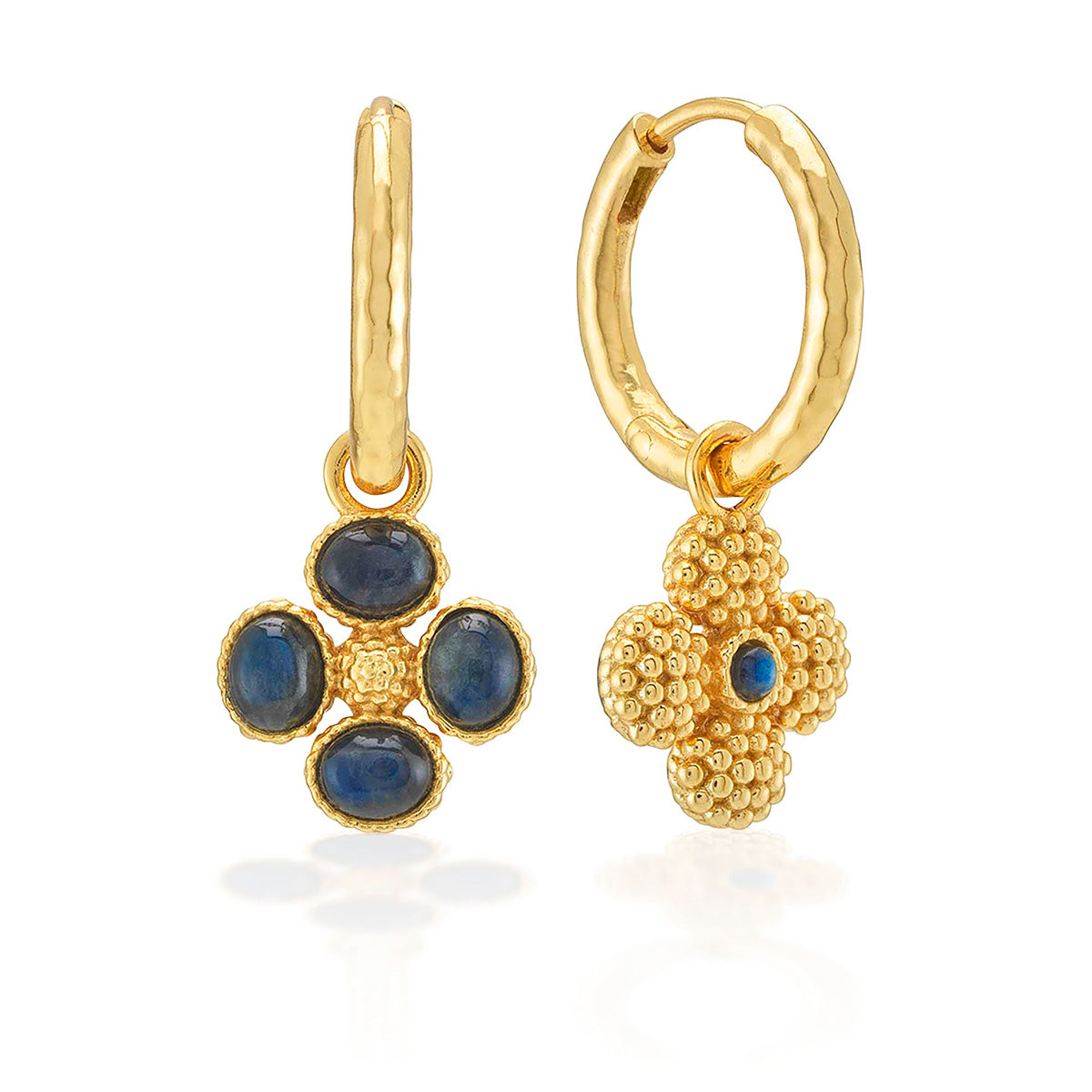 Berry Clover Hoop Earrings with Double Sided Charm - Capucine de Wulf
