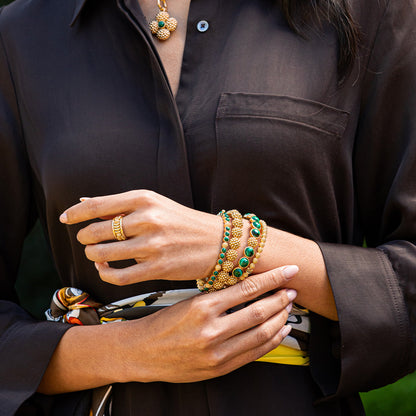 Berry Gem Petite Hinged Bangle, Malachite - Capucine de Wulf