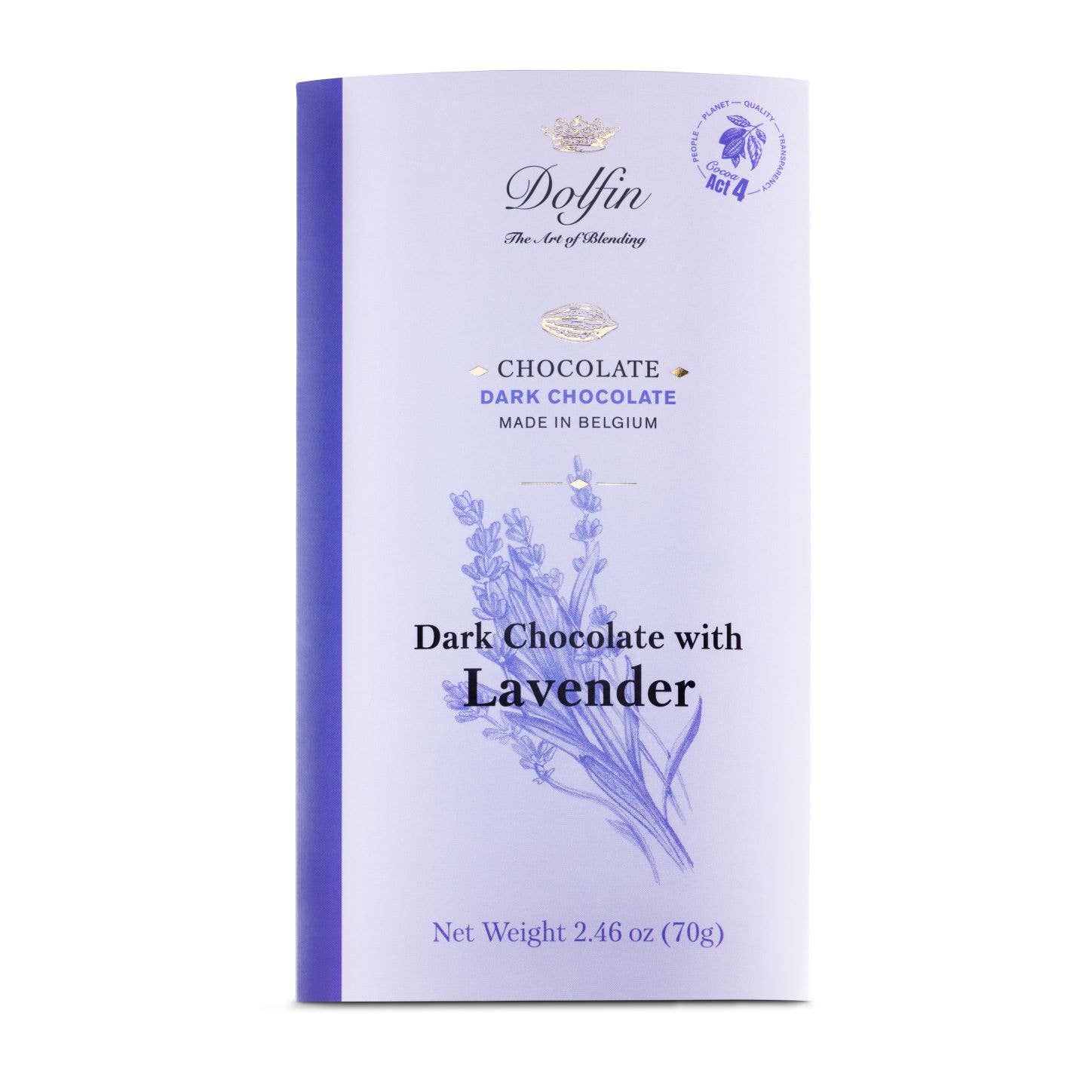 Dark Bar with Lavender, 60% Cocoa - Dolfin (2.5oz / 70g)