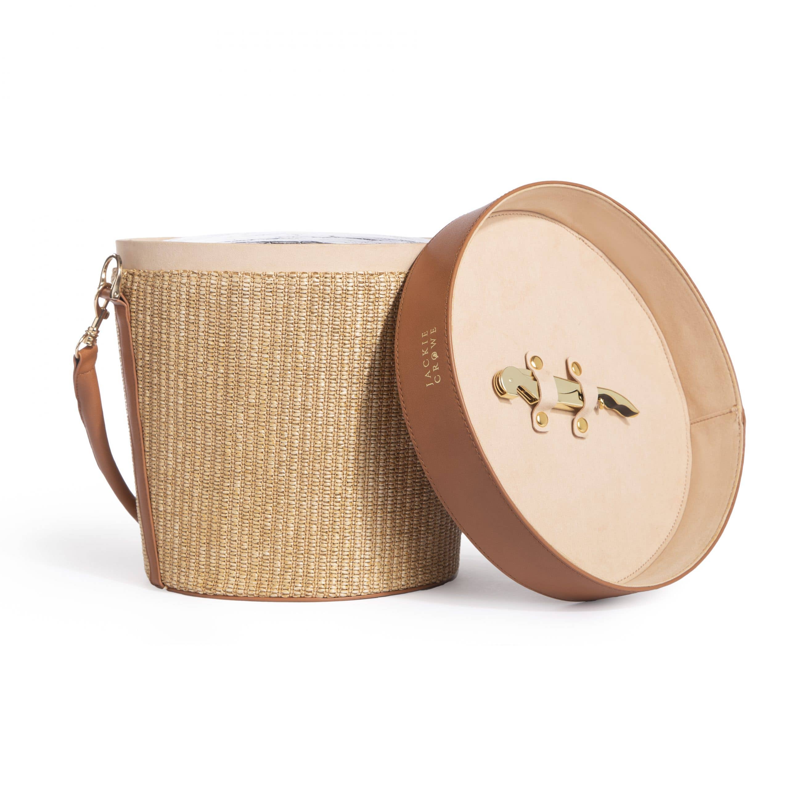 Jackie Picnic Basket, Cognac - Jackie Crowe (10.5in Dia x 11.25in H)