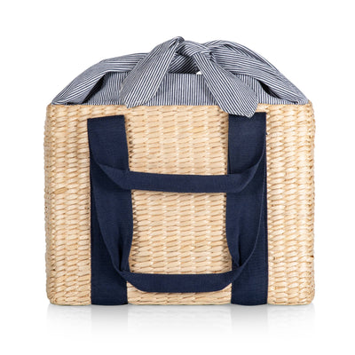 Parisian Picnic Basket, Beige with Navy Blue Accents