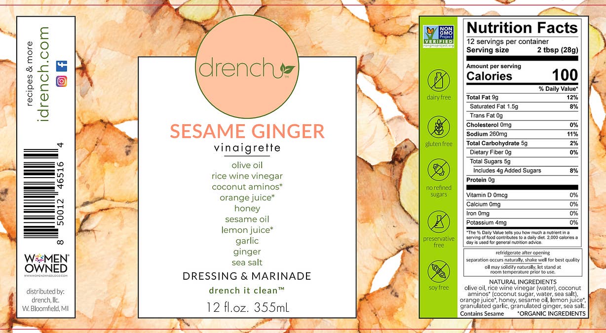 Sesame Ginger Salad Dressing & Marinade - Drench (12oz / 355ml)