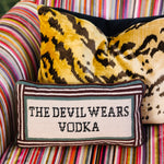Pillow, 'Devil Wears Vodka' Needlepoint - Furbish Studio (8in x 14in)