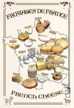 Tea Towel, Fromages de France - Torchons & Bouchons (15in x 19in)
