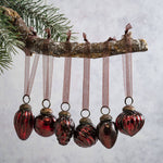 Wine Crackle Glass Baubles (Set of 6)