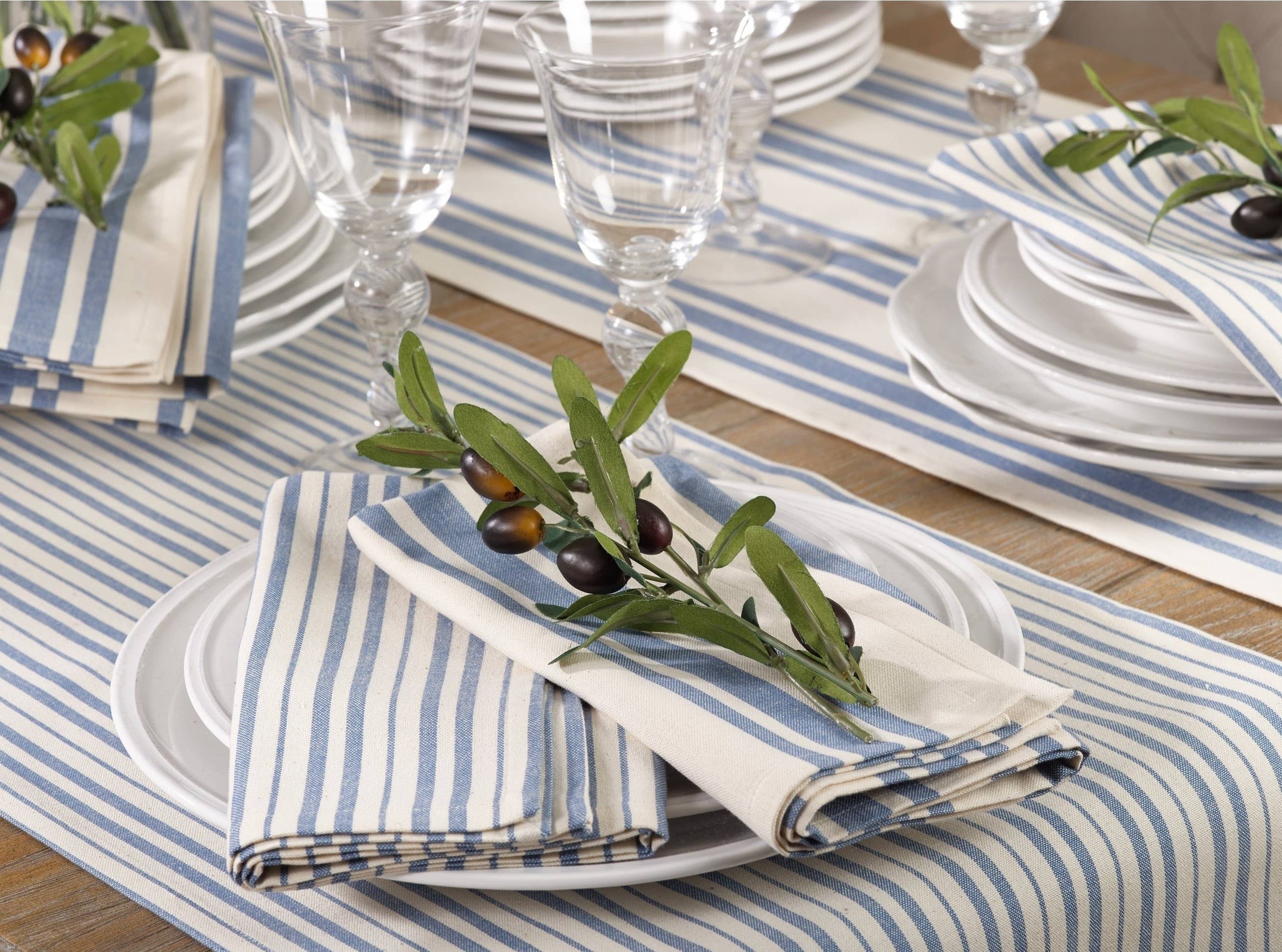 Dinner Napkin, French Blue Stripe Cotton (20in, Set of 4)