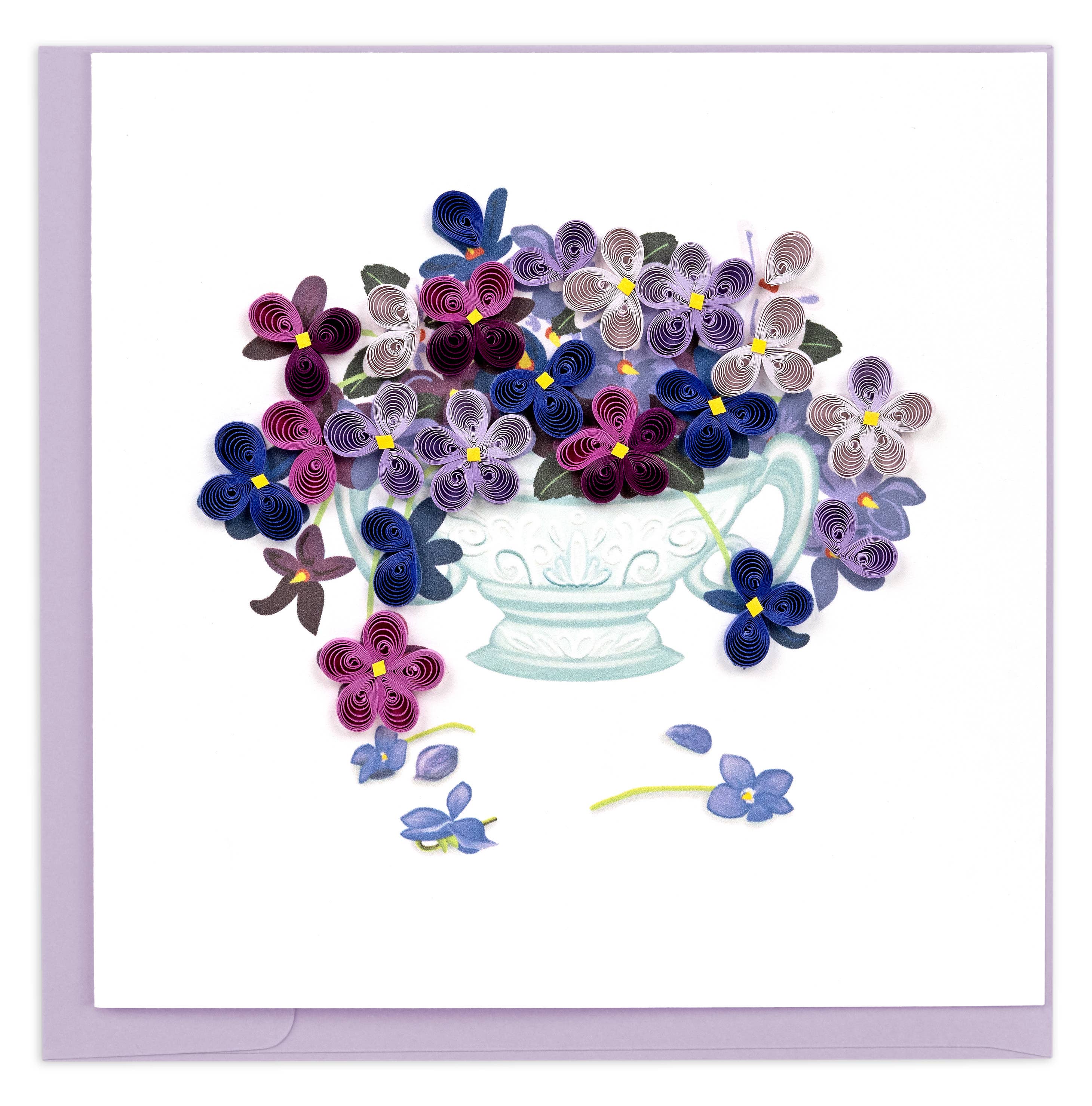 Card, Violet Bouquet - Quilling Card (6in sq, with envelope)
