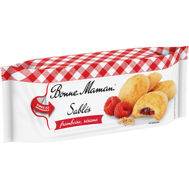 Sablés Framboise Sésame (Sesame & Raspberry) - Bonne Maman (14 shortbreads - 5.3oz / 150g)