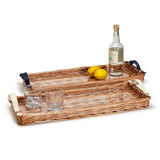 Wicker Bar Tray (White Handles)