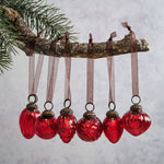 Red Crackle Glass Baubles (Set of 6)