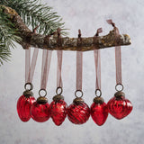 Red Crackle Glass Baubles (Set of 6)