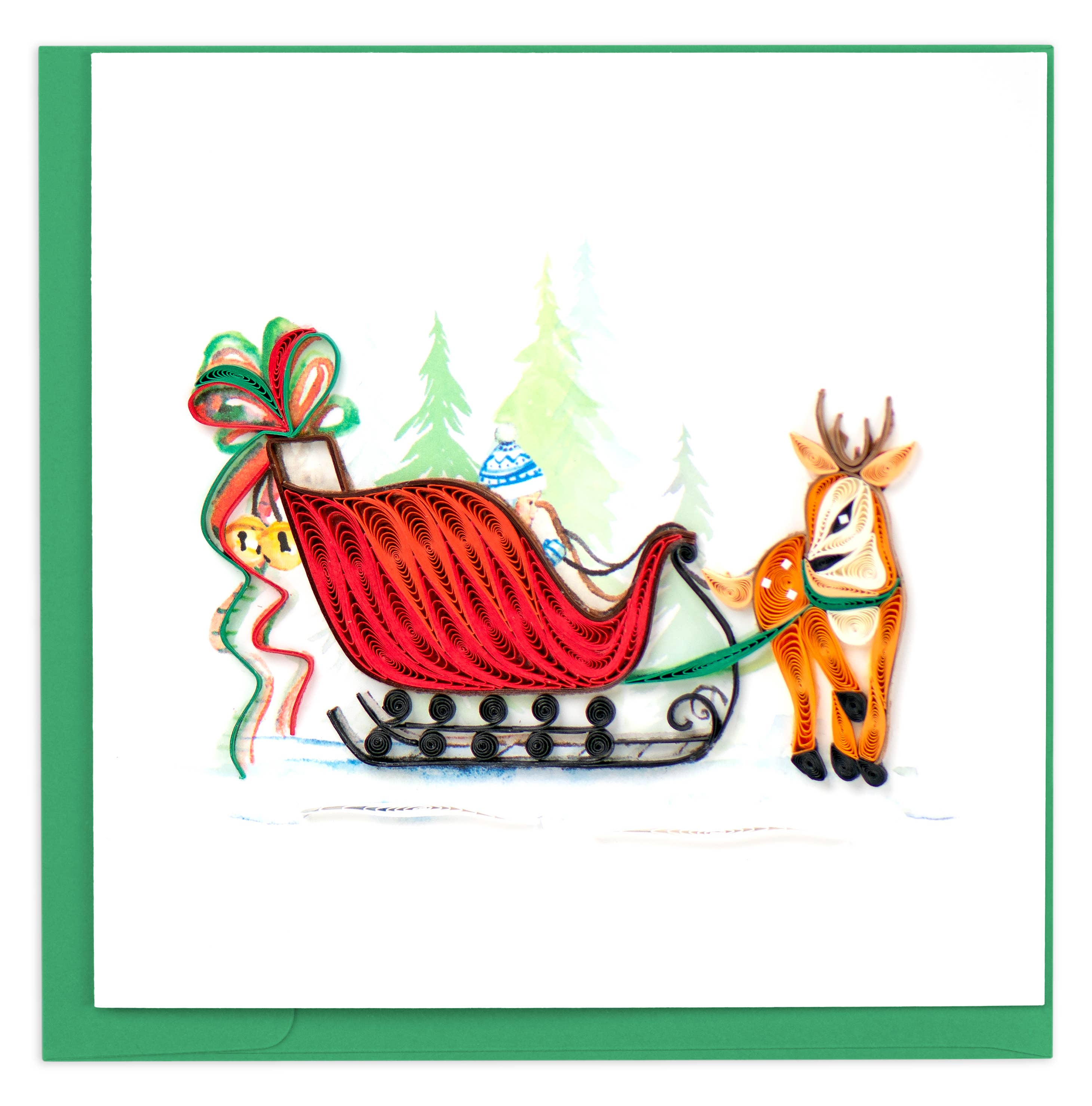 Card, Sleigh Ride - Quilling Card (6in sq, with envelope)