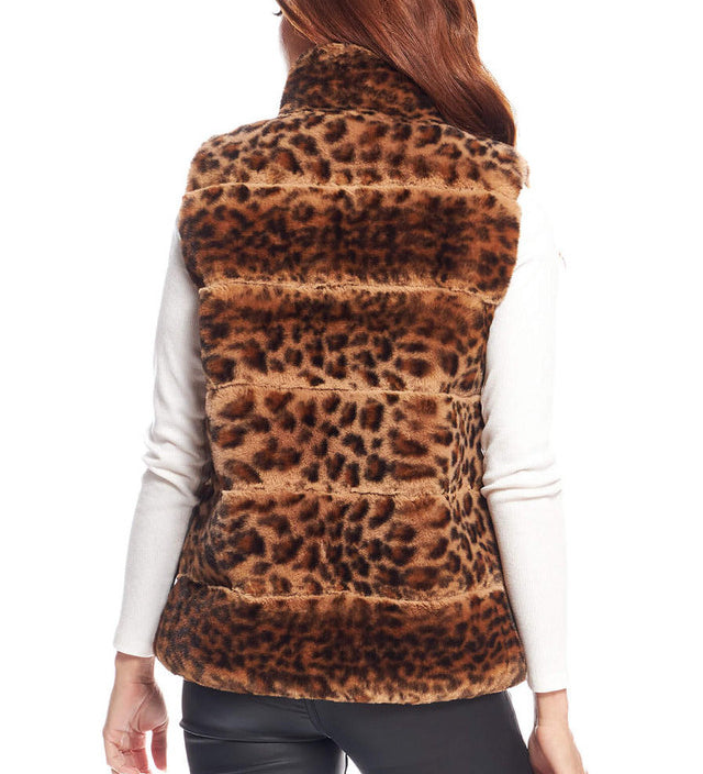 Leopard Faux Fur Posh Snap Vest - Fabulous Furs