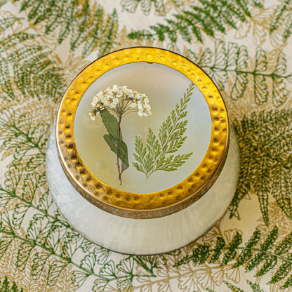 Pressed Flower Candle, Forest - Rosy Rings (Medium)
