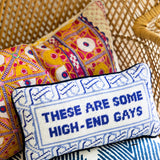Pillow, 'High-End Gays' Needlepoint - Furbish Studio (8in x 14in)