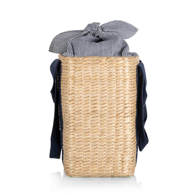 Parisian Picnic Basket, Beige with Navy Blue Accents