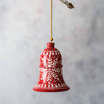 Red Snowflake Bell Hanging Ornament (2.7in / 6cm tall)
