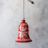 Red Snowflake Bell Hanging Ornament (2.7in / 6cm tall)