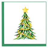 Card, Gold Garland Christmas Tree - Quilling Card (6in sq, with envelope)