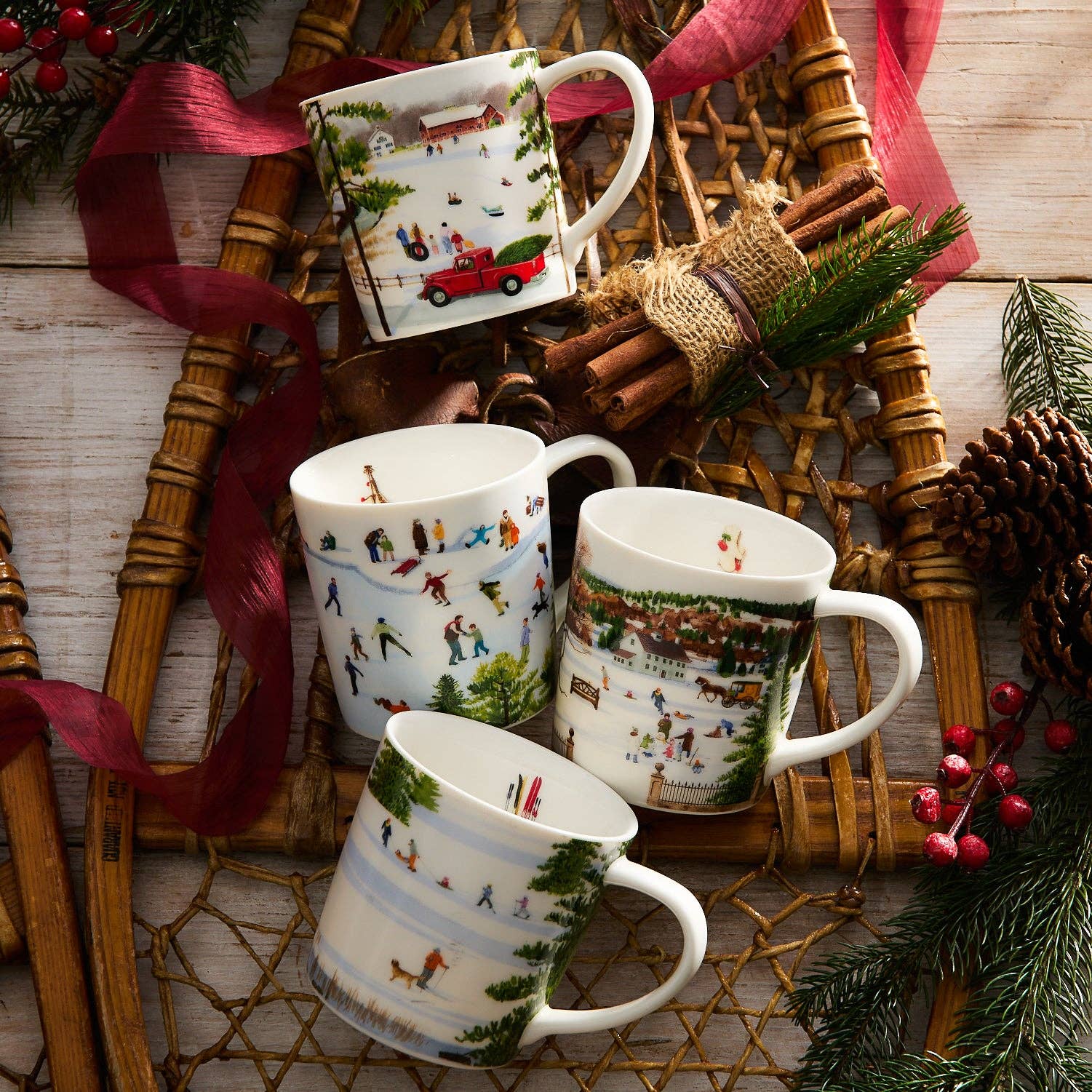 Winter Wonderland Mugs, Felix Doolittle (Set of 4) - Caskata (14oz)