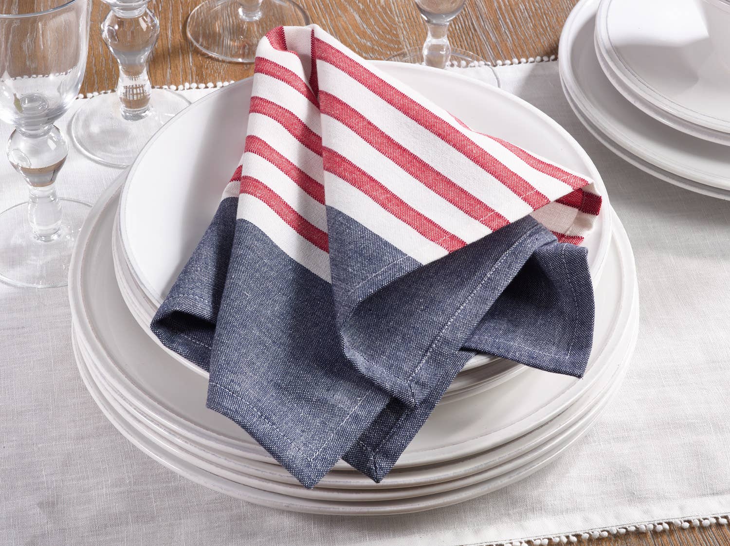 Striped Placemats, Red & Blue (14in x 20in)