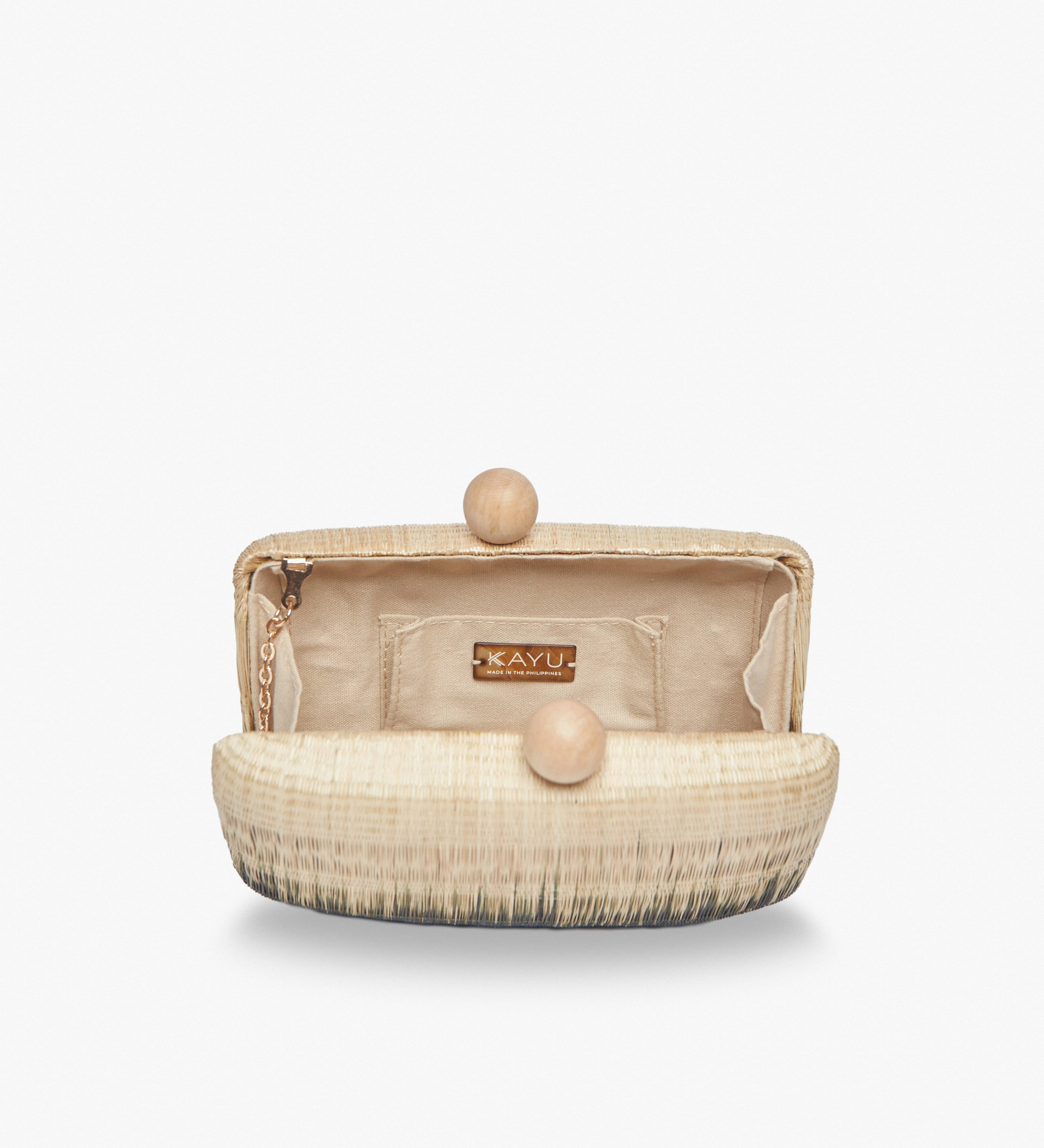 Akna Woven Straw Ombre Clutch - Kayu