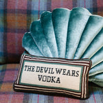 Pillow, 'Devil Wears Vodka' Needlepoint - Furbish Studio (8in x 14in)