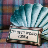 Pillow, 'Devil Wears Vodka' Needlepoint - Furbish Studio (8in x 14in)